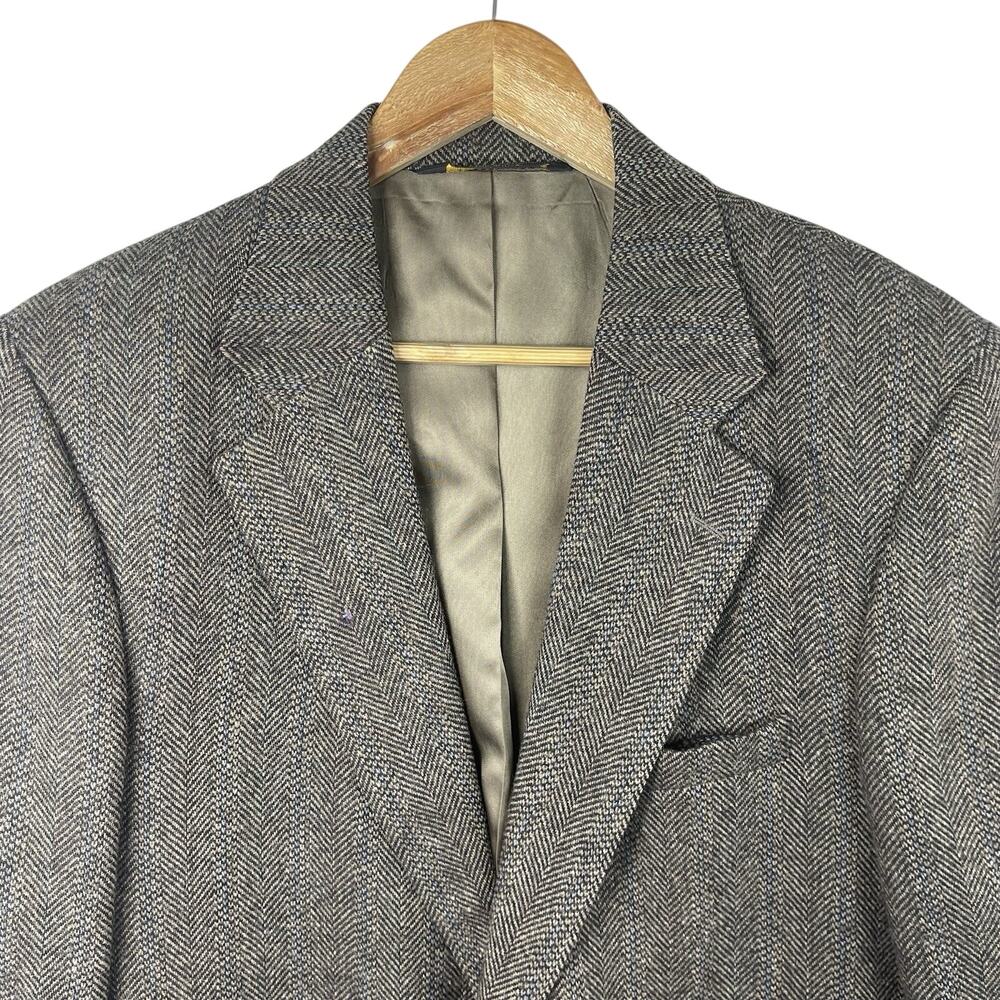 Vintage Cricketeer Lambs Wool Herringbone Blazer 44R Tweed USA Made Preppy